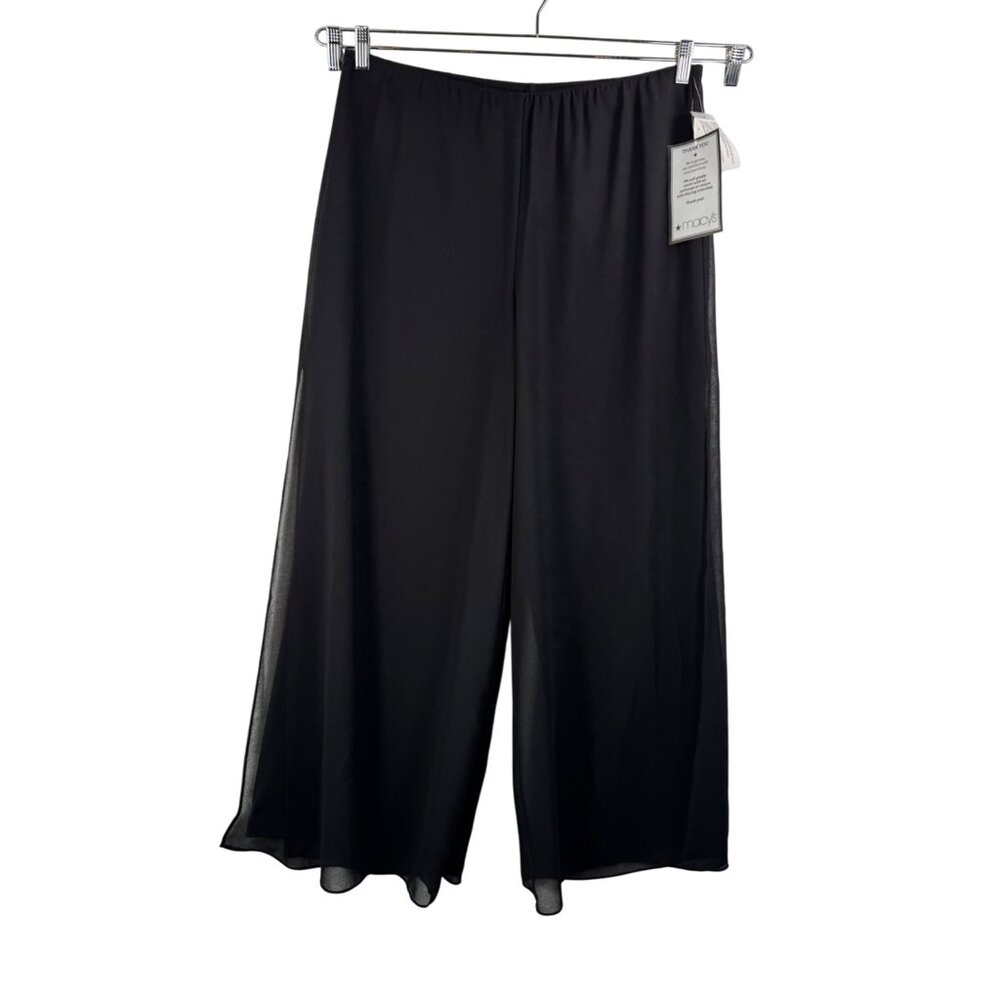 Alex Evening wide leg chiffon sheer cocktail pants black 90s sz L